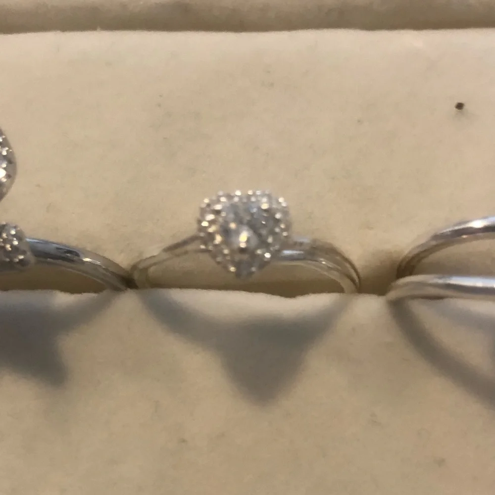 Silver-tone Heart Cluster Ring CZ Gemstone